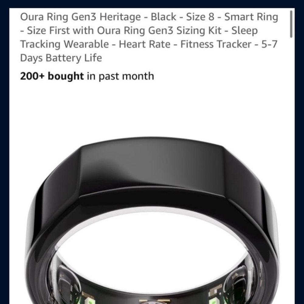 Oura ring 3rd generation size 8. Heritage black